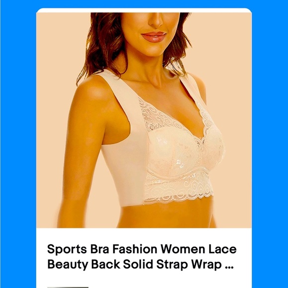 Sports Bra Fashion Women Lace Beauty Back Solid Strap Wrap Plus Size Bra - Picture 2 of 3